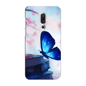 Силиконовый бампер с картинкой животных для Meizu 16 Plus (Бабочка синяя)