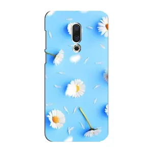 Чехол с Цветами для Meizu 16 Plus (ромашки на голубом)