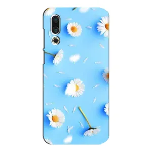 Чехол с Цветами для Meizu 16s (ромашки на голубом)