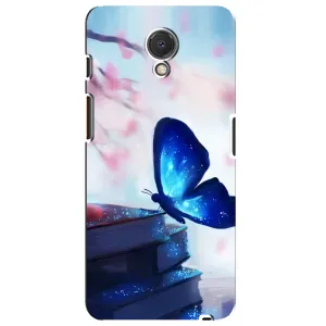 Силиконовый бампер с картинкой животных для Meizu M6s (Бабочка синяя)