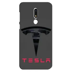 Силиконовый бампер с картинкой машины на Meizu M8 Lite (Logo TESLA)