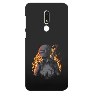 Силиконовый чехол с картинкой "Герой Pubg" на Meizu M8 Lite (В огне)