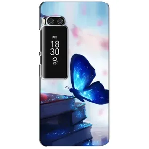 Силиконовый бампер с картинкой животных для Meizu Pro 7 Plus (Бабочка синяя)