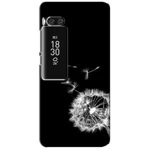 Силиконовый Чехол с одуванчиками на Meizu Pro 7 Plus (Одуванчик на чёрном)