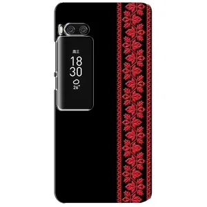 Силиконовый Чехол на Meizu Pro 7 Plus с картинкой Вышиванки (Вышиванка на черном)