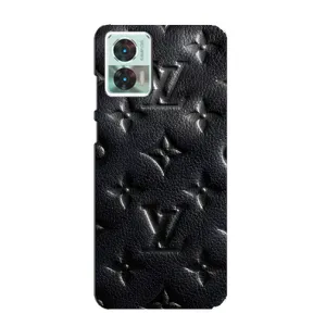 Текстурный Чехол Louis Vuitton для Моторола Мото едж 30 нео (Черный ЛВ)