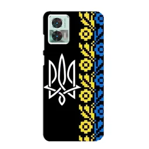 Силиконовый Чехол на Motorola Edge 30 Neo (Герб и вышыванка)