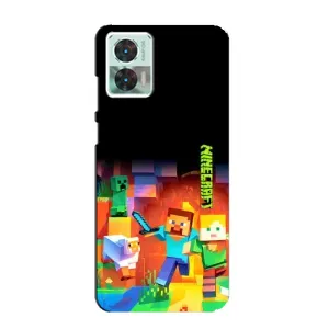 Чехлы для Motorola Edge 30 Neo (Персонажи Майн Крафт) (Герой Майнкрафт)