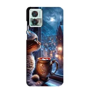 Чехлы на Новый Год Motorola Edge 30 Neo (Кот новогодний)