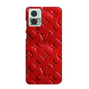 Текстурный Чехол Louis Vuitton для Моторола Мото едж 30 нео (Красный ЛВ)