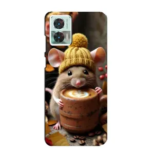 Печатный чехол «Зверята с кофе» для Motorola Edge 30 Neo (Мышка с кофе)