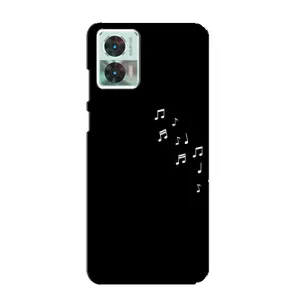 Чехол с картинками на черном фоне для Motorola Edge 30 Neo (Ноты)