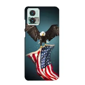 Чехол Флаг USA для Motorola Edge 30 Neo (Орел и флаг)