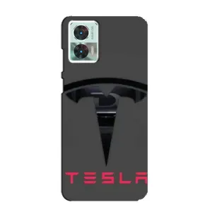 Силиконовый бампер с картинкой машины на Motorola Edge 30 Neo (Logo TESLA)