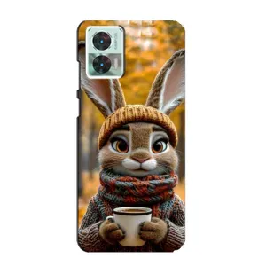 Печатный чехол «Зверята с кофе» для Motorola Edge 30 Neo (Зайчик с кофе)