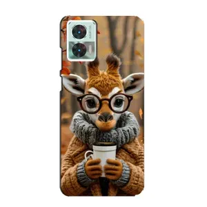 Печатный чехол «Зверята с кофе» для Motorola Edge 30 Neo (Жираф с кофе)
