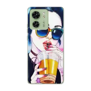 Чехол с картинкой Модные Девчонки Motorola Edge 40 (Девушка с коктейлем)