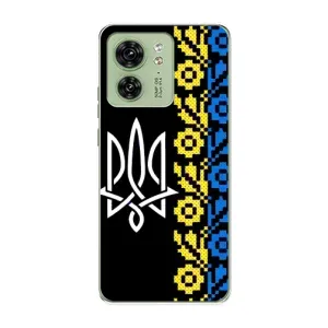 Силиконовый Чехол на Motorola Edge 40 (Герб и вышыванка)