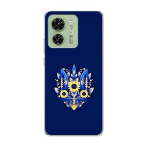 Чохол з картинкою (Патріотичний ГЕРБ) на Motorola Edge 40 (Герб в квітах)