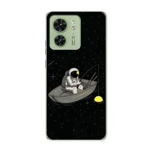 Силиконовый Чехол с принтом "Космонавты" на Motorola Edge 40 (Космонавт на рыбалке)