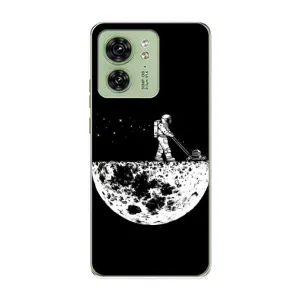 Силиконовый Чехол с принтом "Космонавты" на Motorola Edge 40 (Космонавт)