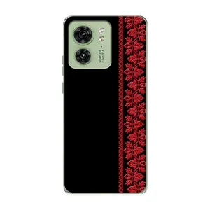 Силиконовый Чехол на Motorola Edge 40 (Красная Вышиванка)