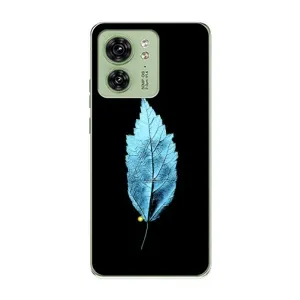 Чохол з картинками на чорному фоні для Motorola Edge 40 (Листя)