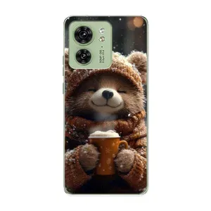 Печатный чехол «Зверята с кофе» для Motorola Edge 40 (Медвежонок с кофе)