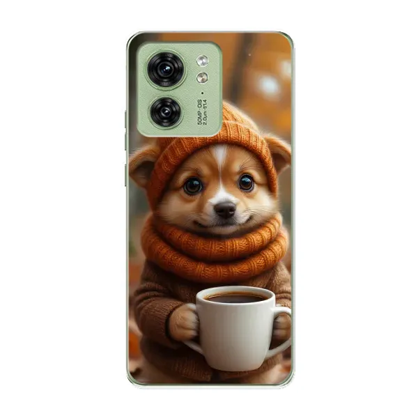 Чехол с рисунком «Собачка с кофе» для Motorola Edge 40 Чехол с рисунком «Собачка с кофе» для Motorola Edge 40