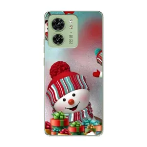 Чехлы на Новый Год Motorola Edge 40 (Снеговик в шапке)