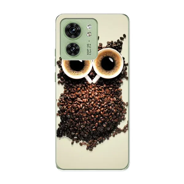 Чехол с рисунком «Сова с зерен кофе» для Motorola Edge 40 Чехол с рисунком «Сова с зерен кофе» для Motorola Edge 40