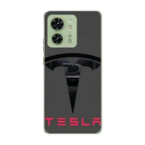 Силиконовый бампер с картинкой машины на Motorola Edge 40 (Logo TESLA)