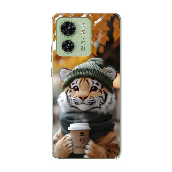 Чехол с рисунком «Тигр с кофе» для Motorola Edge 40 Чехол с рисунком «Тигр с кофе» для Motorola Edge 40