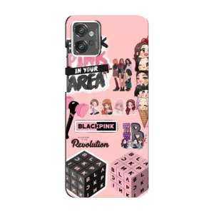 Чехлы с картинкой для Motorola MOTO G32 (BLACK PINK коллаж)