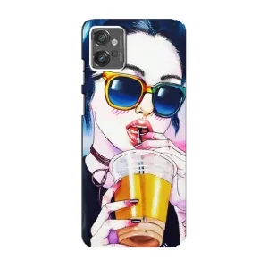 Чехол с картинкой Модные Девчонки Motorola MOTO G32 (Девушка с коктейлем)
