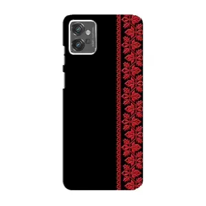 Силиконовый Чехол на Motorola MOTO G32 (Красная Вышиванка)