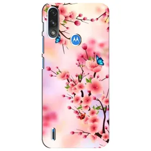 Чехол с принтом САКУРЫ на Motorola E7 Power (Бабочки на сакуре)