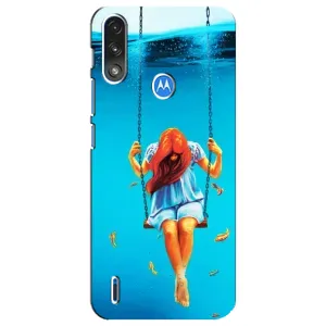 Чехол Стильные девушки на Motorola E7 Power (Девушка на качели)