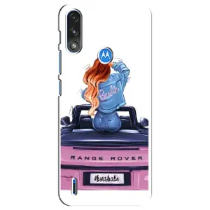 Силиконовый Чехол на Motorola E7 Power с картинкой Стильных Девушек (Девушка на машине)
