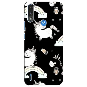 Чохол Unicorn на Motorola E7 Power (Єдинорог з кавою)