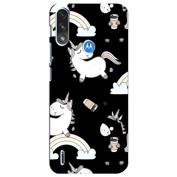 Чехол с рисунком «Единорог с кофе» для Motorola E7 Power