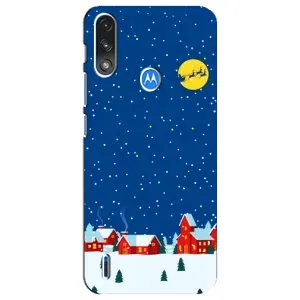Силиконовый бампер на рождество для Motorola E7 Power (Город в снегу)