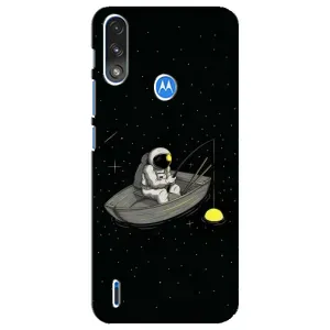 Силиконовый Чехол с принтом "Космонавты" на Motorola E7 Power (Космонавт на рыбалке)