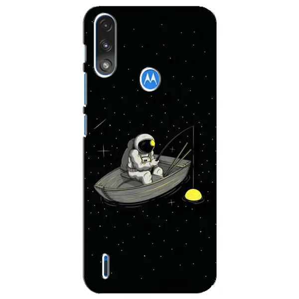 Чехол с рисунком «Космонавт на рыбалке» для Motorola E7 Power