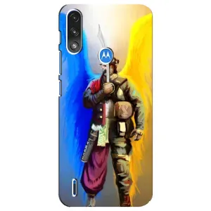 Чехол с картинкой (Патриотический КОЗАК) на Motorola E7 Power (Козак с крыльями)