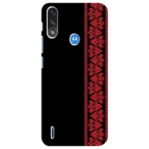 Силиконовый Чехол на Motorola E7 Power (Красная Вышиванка)