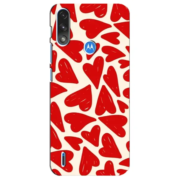 Чехол с рисунком «Красные сердечка» для Motorola E7 Power Чехол с рисунком «Красные сердечка» для Motorola E7 Power