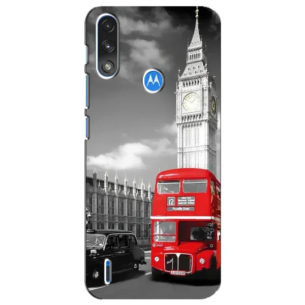 Чехол с рисунком «Красный автобус» для Motorola E7 Power