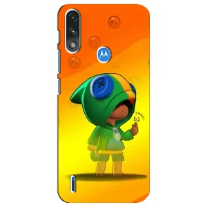 Чехол Бравл Старс для Motorola E7 Power (LEON в кофте)