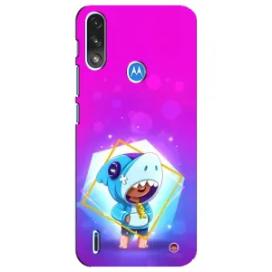 Чехол Бравл Старс для Motorola E7 Power (Леон в костюме Акулы)